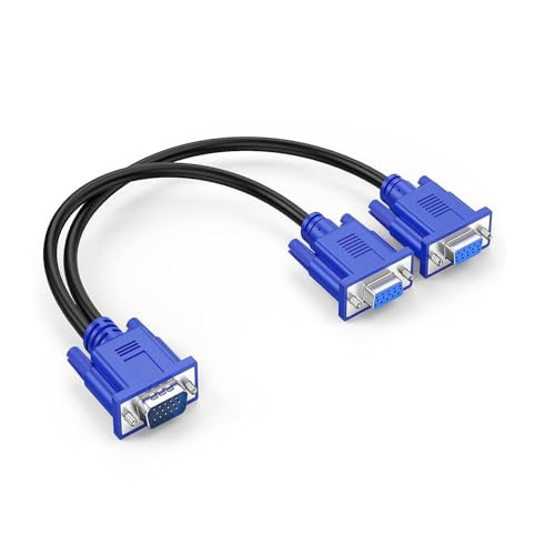 VGA Splitter Kabel Dual VGA Monitor Y Kabel 1 Stecker auf 2 Buchse Adapter Konverter Videokabel für Bildschirmduplizierung, 33cm (keine Bildschirmerweiterung), Arbeiten nur für identischen Monitor von LIWEARE