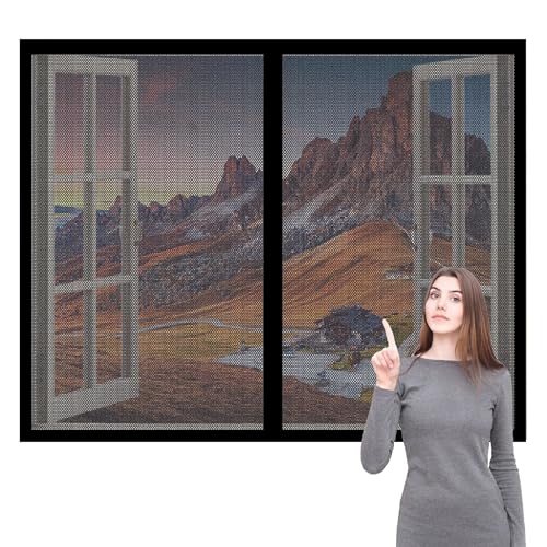 Magnet Fliegengitter Fenster 194 x 150 cm Insektenschutz Doppelseitiger Fliegenvorhang Ohne Bohren mit Starkem Klettband für Verschiedene Französische Fensteren, Schwarz Magnet Fliegengitter Fenster 194 x 150 cm Insektenschutz Doppelseitiger Fliegenvorhang Ohne Bohren mit Starkem Klettband für Verschiedene Französische Fensteren, Schwarz von LIWEIREN