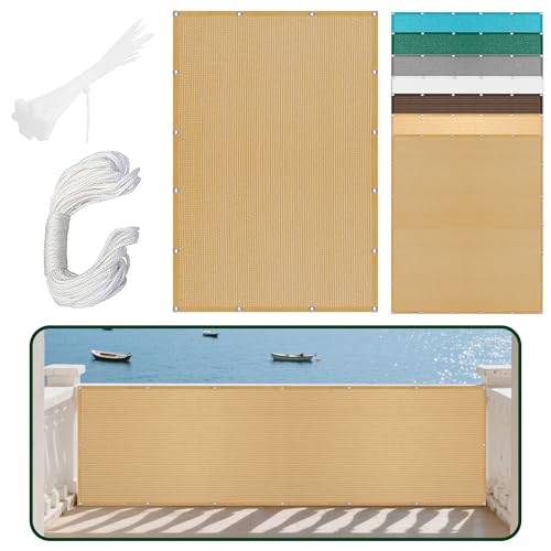 Sonnensegel Atmungsaktiv 350 x 470 cm Rechteckig Atmungsaktiv Sonnenschutz Windschutz Segel Baldachin Segeltuch Stoff Vielen Größen mit Spannseilen für Garten Camping, Sandgelb Sonnensegel Atmungsaktiv 350 x 470 cm Rechteckig Atmungsaktiv Sonnenschutz Windschutz Segel Baldachin Segeltuch Stoff Vielen Größen mit Spannseilen für Garten Camping, Sandgelb von LIWEIREN