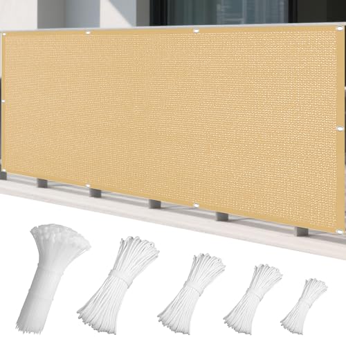 Sonnensegel Atmungsaktiv 571 x 632 cm Rechteckig Atmungsaktiv 98% UV Schutz Schattierungsnetz Mesh Tarp mit Spannseilen mit Ösen für Terrasse Garten, Sandgelb Sonnensegel Atmungsaktiv 571 x 632 cm Rechteckig Atmungsaktiv 98% UV Schutz Schattierungsnetz Mesh Tarp mit Spannseilen mit Ösen für Terrasse Garten, Sandgelb von LIWEIREN