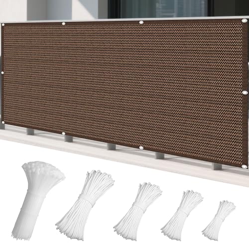 Sonnensegel Atmungsaktiv 577 x 620 cm Rechteckig Atmungsaktiv 98% UV Schutz Schattierungsnetz Mesh Tarp mit Spannseilen mit Ösen für Terrasse Garten, braun von LIWEIREN