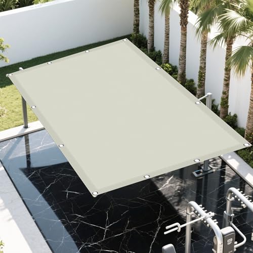 Sonnensegel Rechteckig 3 x 10 m Rechteckig Wasserdicht Sonnenschutz Windschutz Blickdicht Schattennetz Vielen Größen mit Spannseilen für Außenbereich Garten, Beige von LIWEIREN