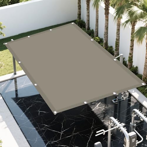 Sonnensegel Rechteckig 9 x 9 m Rechteckig Wasserdicht Sonnenschutz Windschutz Blickdicht Schattennetz Vielen Größen mit Spannseilen für Außenbereich Garten, Khaki von LIWEIREN