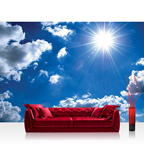 Vlies Fototapete 152.5x104cm PREMIUM PLUS Wand Foto Tapete Wand Bild Vliestapete - Himmel Tapete Himmel Sonne Wolken Lens Flare Effekt blau - no. 1620 von LIWWING