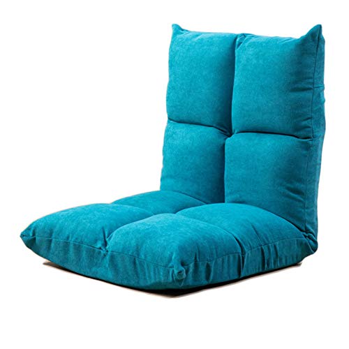 LIXIONG Bodenstuhl, Einstellbare 5 Winkel Gepolsterter Bodenstuhl Gaming Chair zum Lesen Fernsehen, Waschbarer Bezug Klappstuhl mit Rückenlehne für das Home Office (Color : Blue) von LIXIONG