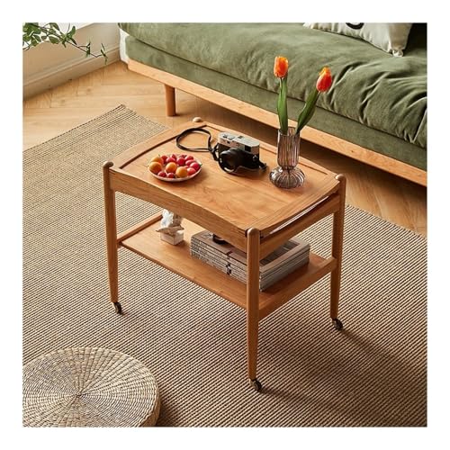 LIXIONGQUANLAL Side Table, Mobiler Retro-Couchtisch mit Stauraum,Nightstand(Cherry Wood) von LIXIONGQUANLAL