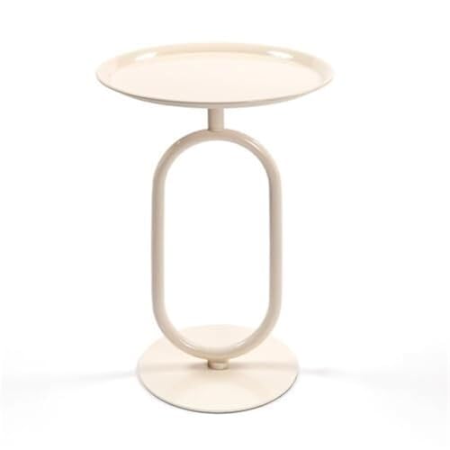 LIXIONGQUANLAL Side Table, Moderner, laternenförmiger, runder Beistelltisch aus Metall for kleine Räume, Wohnzimmer, Bar-Pub-Akzenttisch,Nightstand(Milky White) von LIXIONGQUANLAL