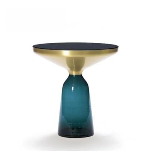 LIXIONGQUANLAL Side Table, Moderner runder Beistelltisch mit Glasfuß for Schlafzimmer, Wohnzimmer und kleine Räume,Nightstand(Blue) von LIXIONGQUANLAL