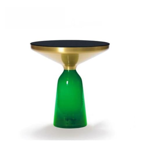 LIXIONGQUANLAL Side Table, Moderner runder Beistelltisch mit Glasfuß for Schlafzimmer, Wohnzimmer und kleine Räume,Nightstand(Green) von LIXIONGQUANLAL
