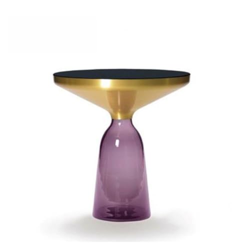 LIXIONGQUANLAL Side Table, Moderner runder Beistelltisch mit Glasfuß for Schlafzimmer, Wohnzimmer und kleine Räume,Nightstand(Light Purple) von LIXIONGQUANLAL