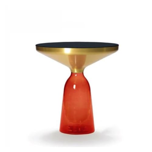 LIXIONGQUANLAL Side Table, Moderner runder Beistelltisch mit Glasfuß for Schlafzimmer, Wohnzimmer und kleine Räume,Nightstand(Orange) von LIXIONGQUANLAL