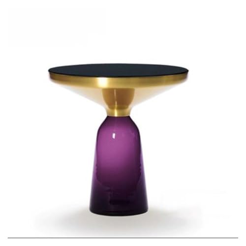 LIXIONGQUANLAL Side Table, Moderner runder Beistelltisch mit Glasfuß for Schlafzimmer, Wohnzimmer und kleine Räume,Nightstand(Purple) von LIXIONGQUANLAL