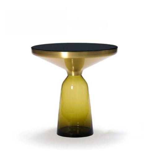 LIXIONGQUANLAL Side Table, Moderner runder Beistelltisch mit Glasfuß for Schlafzimmer, Wohnzimmer und kleine Räume,Nightstand(Yellow) von LIXIONGQUANLAL