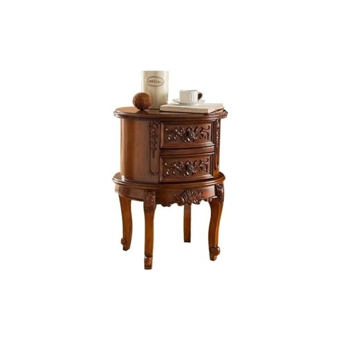 LIXIONGQUANLAL Side Table, Ovaler Beistelltisch aus Massivholz im Vintage-Stil – Amerikanischer Landhausstil,Nightstand von LIXIONGQUANLAL