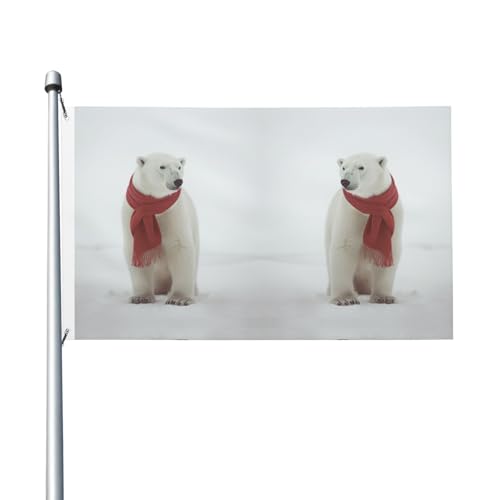 Eisbär, roter Druck, für drinnen und draußen, Urlaub, Heimdekoration, Frühling, Sommer, Herbst, Winter, Flagge, doppelseitig von LIXLZH