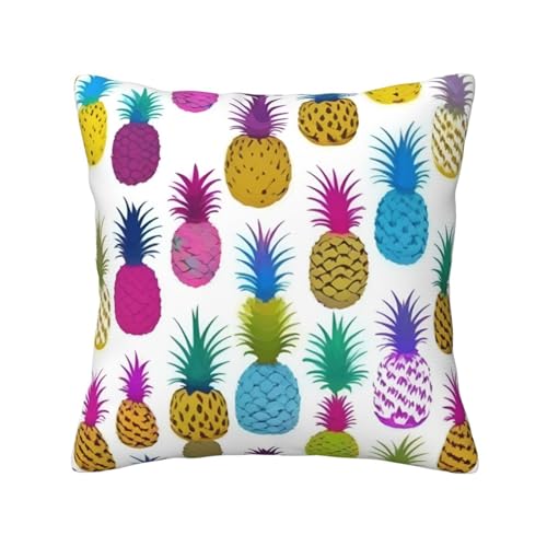 Kissenbezug mit buntem Ananas-Druck, quadratisch, hautfreundlich, atmungsaktiv, vielseitig einsetzbar Kissenbezug mit buntem Ananas-Druck, quadratisch, hautfreundlich, atmungsaktiv, vielseitig einsetzbar von LIXLZH