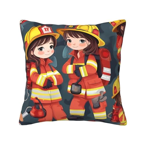 Kleine Mädchen Feuerwehr-Druck, quadratisch, hautfreundlich, atmungsaktiv, vielseitig einsetzbar von LIXLZH