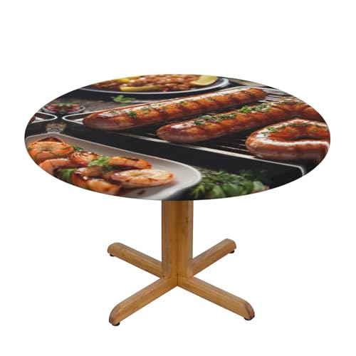 LIXLZH Fast Food Print Outdoor Terrasse Küche Dekor Supplies abwischbare runde Tischdecke für drinnen und draußen von LIXLZH