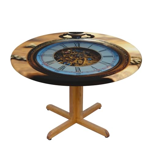 LIXLZH Gears Clock Bronze Century Print Outdoor Patio Kitchen Decor Supplies Wipeable Round Table Cloth for Indoor Outdoor von LIXLZH
