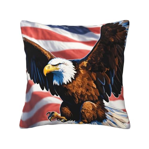 Quadratische Kissenbezüge, Adler mit USA-Flagge, hautfreundlich, atmungsaktiv, vielseitig einsetzbar Quadratische Kissenbezüge, Adler mit USA-Flagge, hautfreundlich, atmungsaktiv, vielseitig einsetzbar von LIXLZH