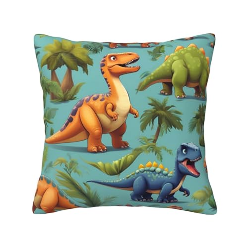 Quadratische Kissenbezüge mit Cartoon-Dinosaurier-Bildern, hautfreundlich, atmungsaktiv, vielseitig einsetzbar Quadratische Kissenbezüge mit Cartoon-Dinosaurier-Bildern, hautfreundlich, atmungsaktiv, vielseitig einsetzbar von LIXLZH