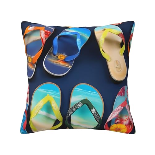 Quadratische Kissenbezüge mit Flops-Strandschuhen, hautfreundlich, atmungsaktiv, vielseitig einsetzbar Quadratische Kissenbezüge mit Flops-Strandschuhen, hautfreundlich, atmungsaktiv, vielseitig einsetzbar von LIXLZH