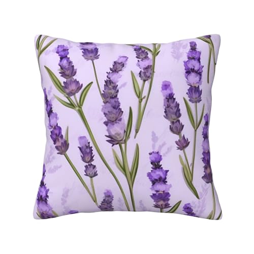 Quadratische Kissenbezüge mit Lavendel-Stempeldruck, hautfreundlich, atmungsaktiv, vielseitig einsetzbar Quadratische Kissenbezüge mit Lavendel-Stempeldruck, hautfreundlich, atmungsaktiv, vielseitig einsetzbar von LIXLZH