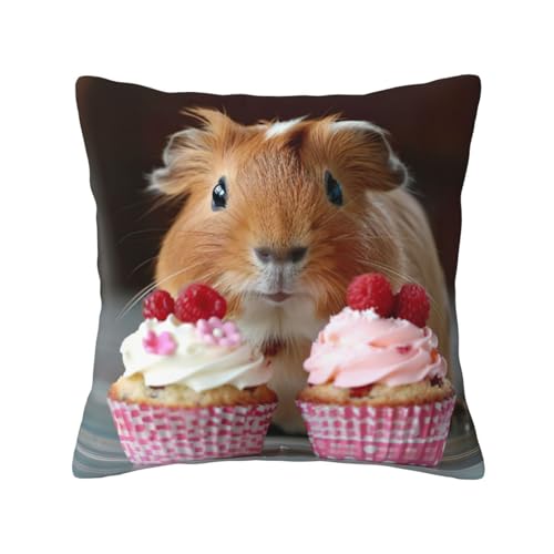 Quadratische Kissenbezüge mit Meerschweinchen- und Cupcake-Aufdruck, hautfreundlich, atmungsaktiv, vielseitig einsetzbar Quadratische Kissenbezüge mit Meerschweinchen- und Cupcake-Aufdruck, hautfreundlich, atmungsaktiv, vielseitig einsetzbar von LIXLZH