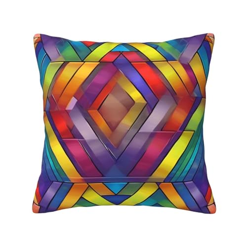 Quadratische Kissenbezüge mit Regenbogen-geometrischem Druck, hautfreundlich, atmungsaktiv, vielseitig einsetzbar Quadratische Kissenbezüge mit Regenbogen-geometrischem Druck, hautfreundlich, atmungsaktiv, vielseitig einsetzbar von LIXLZH