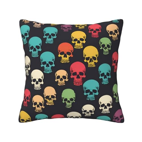 Quadratische Kissenbezüge mit Totenkopf-Skelett-Druck, hautfreundlich, atmungsaktiv, vielseitig einsetzbar Quadratische Kissenbezüge mit Totenkopf-Skelett-Druck, hautfreundlich, atmungsaktiv, vielseitig einsetzbar von LIXLZH