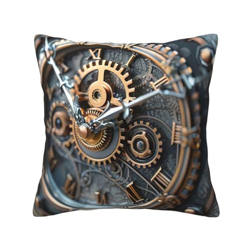 Quadratische Kissenbezüge mit Uhr-Zahnradaufdruck, hautfreundlich, atmungsaktiv, vielseitig einsetzbar Quadratische Kissenbezüge mit Uhr-Zahnradaufdruck, hautfreundlich, atmungsaktiv, vielseitig einsetzbar von LIXLZH