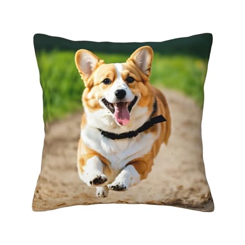 Quadratische Kissenbezüge mit niedlichem Corgi-Druck, hautfreundlich, atmungsaktiv, vielseitig einsetzbar Quadratische Kissenbezüge mit niedlichem Corgi-Druck, hautfreundlich, atmungsaktiv, vielseitig einsetzbar von LIXLZH