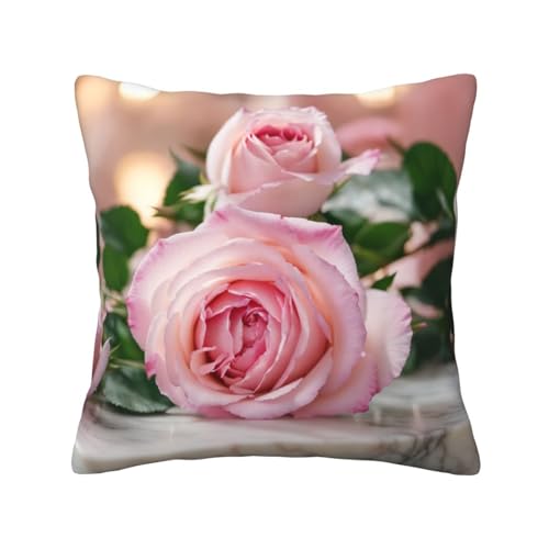 Quadratische Kissenbezüge mit rosa Rosenmuster, hautfreundlich, atmungsaktiv, vielseitig einsetzbar Quadratische Kissenbezüge mit rosa Rosenmuster, hautfreundlich, atmungsaktiv, vielseitig einsetzbar von LIXLZH