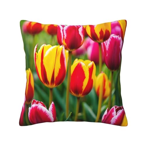 Quadratische Kissenbezüge mit rosa Tulpenmuster, hautfreundlich, atmungsaktiv, vielseitig einsetzbar Quadratische Kissenbezüge mit rosa Tulpenmuster, hautfreundlich, atmungsaktiv, vielseitig einsetzbar von LIXLZH