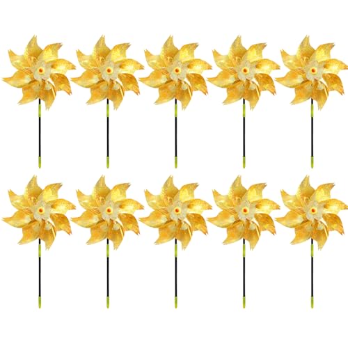 LIXSAZSE 10 Stück reflektierende Windmühle Windrad verscheuchen Vögel mit Windlicht ABS Windmühle Garten Vogelabwehr Vogelschreck Hof, Typ+3 von LIXSAZSE
