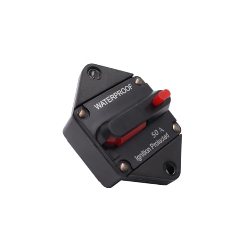 LIXSAZSE Leistungsschalter Professioneller Sicherungshalter Sicherungsadapter Netzteilschutz mit manueller Reset Taste Auto Audio Verstärker, 50A von LIXSAZSE