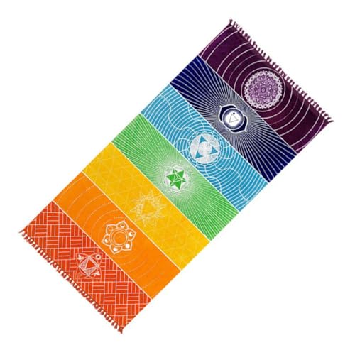 LIXSAZSE Meditations Yoga Teppich, Mehrzweck Quasten Bodenmatte, Chakren Schal, Gute Verarbeitung, bunter Wandteppich für Strandreisen von LIXSAZSE
