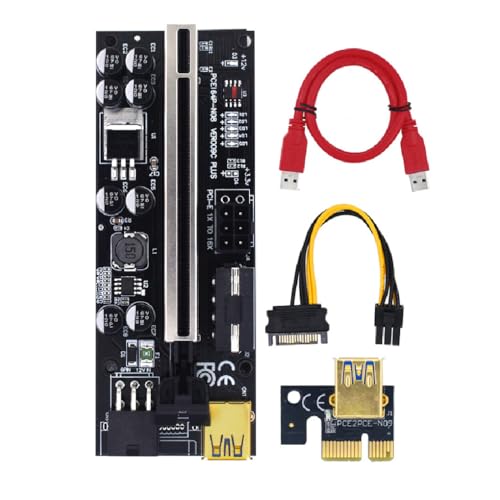 LIXSAZSE PCI E 1x bis 6X Exender Board USB Kartenmodul Portable Mining Computer Motherboard Adapter Component Device Miner, Schwarzer Steckplatz + roter Draht LIXSAZSE PCI E 1x bis 6X Exender Board USB Kartenmodul Portable Mining Computer Motherboard Adapter Component Device Miner, Schwarzer Steckplatz + roter Draht von LIXSAZSE