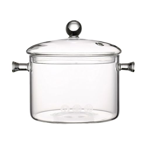 LIXSAZSE Ungiftiger Glastopf für ein gesundes Kocherlebnis. Dampfloch spritzt nicht aus dem Topf auf dem Elektroherd. Eintopf aus Glas, Doppelperle 1500 ml von LIXSAZSE
