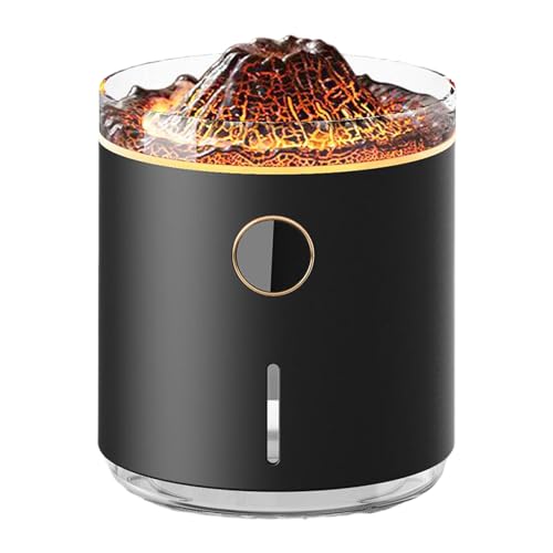 LIXSAZSE Weihnachts Luftbefeuchter für Vulkan Diffusor im Schlafzimmer, ABS für Vulkan Flammen Diffusor, Flammen Luftbefeuchter Diffusor für Büro, Schwarz von LIXSAZSE