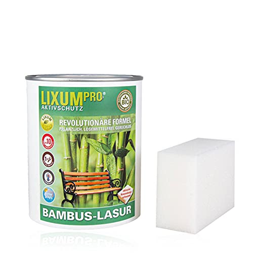 LIXUM WETTERSCHUTZ BAMBUS BIO LASUR (farblos) 1000 ml = 30m² - natürlicher Langzeitschutz für Holz, hält bis zu 10 Jahren, nur 1 Anstrich nötig. Mit integriertem UV-Schutz und ohne Weichmacher. von LIXUM