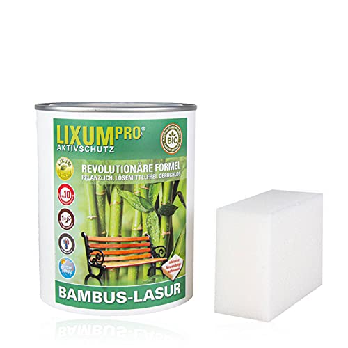 LIXUM WETTERSCHUTZ BAMBUS BIO LASUR (farblos) 175 ml = 5m² - natürlicher Langzeitschutz für Holz, hält bis zu 10 Jahren, nur 1 Anstrich nötig. Mit integriertem UV-Schutz und ohne Weichmacher. von LIXUM