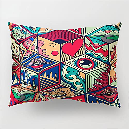 Dekorativ Kissenbezug Kissenhülle 1er Set Baumwoll und Leinen Doppelseitig Unsichtbarem Reißverschluss Zierkissenbezüge für Outdoor Wohnzimmer Schlafzimmer 35x55cm/14x22inch,Buntes böhmisches Muster von クロスフィールド（Crossfield）