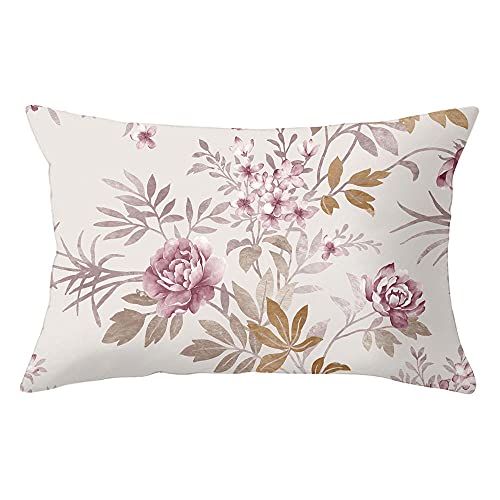 Kissenbezug 30x50cm 1er Set Kissenhülle Quadratischer Kopfkissenbezug Rosen blüten Pflanze Samt Zierkissenbezüge mit Unsichtbarem Reißverschluss Einseitiger Druck für Sofa Home Dekor,12x20inch von クロスフィールド（Crossfield）