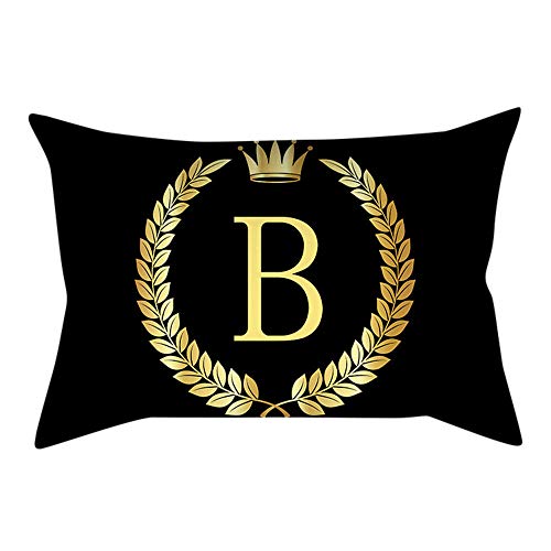 1 Stück Dekorative Kissenbezuge Zierkissenbezüge Samt Dekokissenhülle mit Unsichtbarem Reißverschluss Rechteck Kissenbezug für Sofa Auto Bed Büro Outdoor(Schwarze englische Buchstaben,50x70cm) von クロスフィールド（Crossfield）