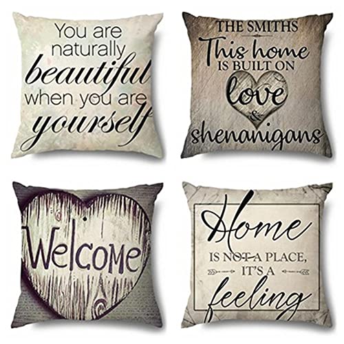 4er Set Dekorative Kissenbezüge 50x50cm Vintage Buchstaben Kissenbezug Zierkissenbezug Samt Quadratischer Unsichtbarem Reißverschluss Doppelseitiger Druck Kissenhülle für Couch Sofa Outdoor 4er Set Dekorative Kissenbezüge 50x50cm Vintage Buchstaben Kissenbezug Zierkissenbezug Samt Quadratischer Unsichtbarem Reißverschluss Doppelseitiger Druck Kissenhülle für Couch Sofa Outdoor von クロスフィールド(Crossfield)