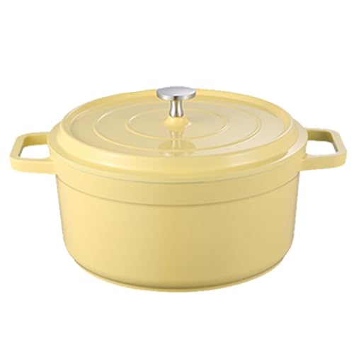 Emaille Aluguss Keramik Topf Backofengeeignet: Antihaftbe Pfanne Einfache Reinigung Brattopf Kitchen Schmortopf mit Deckel für Alle Herdarten (Gelb, 2.75L) von LIYGAOF