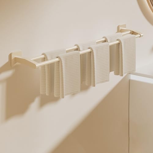 LIYGAOF Handtuchhalter Mit Doppelstange Für Badezimmer Und Küchenmöbel, Towel Rack Wall Mounted, Self Adhesive Single Towel Rail, Kein Bohren Erforderlich(Beige,70cm) von LIYGAOF