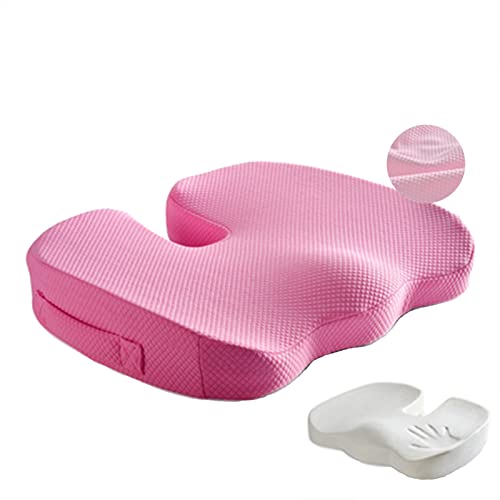 LIYGHFRTIO Premium Memory Foam Sitzkissen, Wärmeregulierender Memory-Schaum Ergonomisches Steißbeinkissen Fördert Durchblutung und Erhöht Sitzkomfort für Bürostuhl, Rollstuhl Unterwegs(Color:Rosa) von LIYGHFRTIO