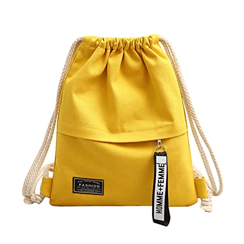 LIYGHFRTIO Segeltuch Rucksack mit Kordelzug, Turnbeutel Sportbeutel Rucksack Gym Beutel Sack Bag Tasche Sackpack Kordelzugbeutel Gymnastikbeutel Trainingsbeutel Damen Herren (Color:Gelb) von LIYGHFRTIO